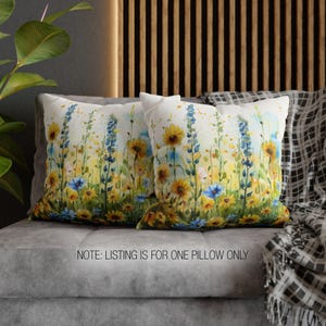 Wildflower Pillow, Floral Throw Pillow, Wildflower Pillow Covers, Throw Pillow Covers, Yellow Pillow, Floral Pillowcase, Floral Home Decor bild 10