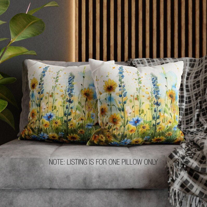 Wildflower Pillow, Floral Throw Pillow, Wildflower Pillow Covers, Throw Pillow Covers, Yellow Pillow, Floral Pillowcase, Floral Home Decor bild 10