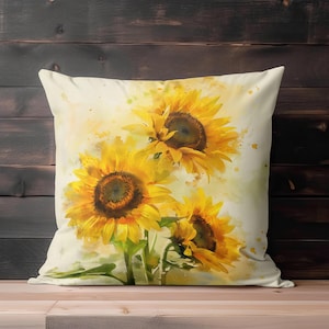 Sunflower Pillow, Sunflowers Pillow Covers, Sunflower Throw Pillow, Summer Pillow Covers, Yellow Pillow, Throw Pillow, Floral Home Decor image 1