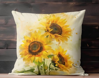 Sunflower Pillow, Sunflowers Pillow Covers, Sunflower Throw Pillow, Summer Pillow Covers, Yellow Pillow, Throw Pillow, Floral Home Decor