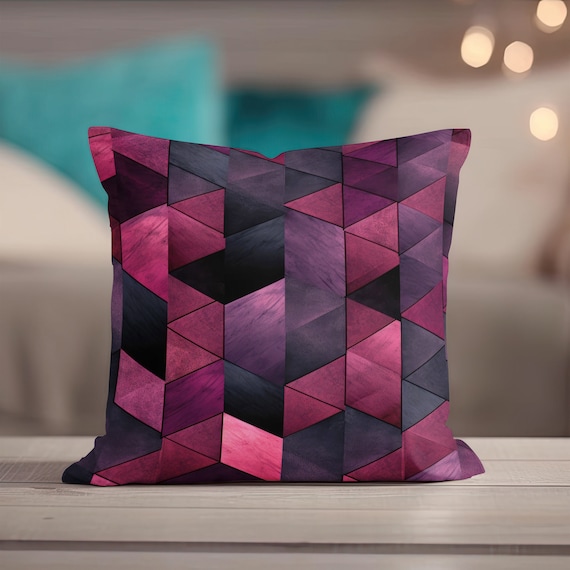 Pink Purple Pillow Geometric Throw Pillow Hot Pink Bold Purple Pillow Cover Magenta Couch Accent Pillow Designer Pillow Home Decor Etsy