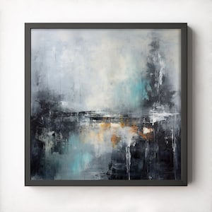 Abstract Art Print, Printable Wall Art, Digital Download, Abstract Wall Art, Expressive Art, Abstract Horizon, Gray Abstract Art, turquoise