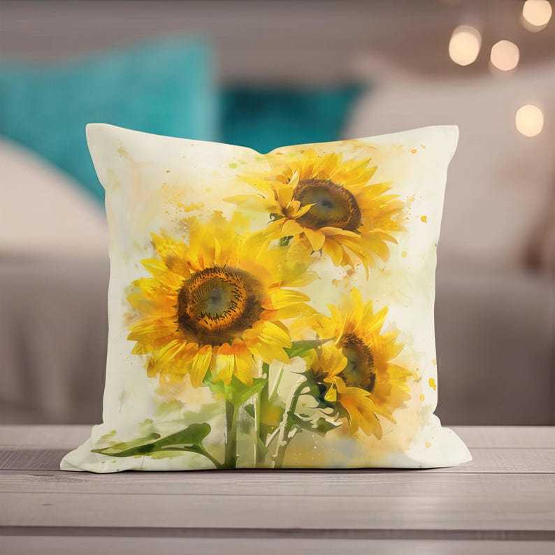 Sunflower Pillow, Sunflowers Pillow Covers, Sunflower Throw Pillow, Summer Pillow Covers, Yellow Pillow, Throw Pillow, Floral Home Decor image 9