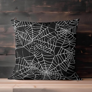 Halloween Pillow, Spiderweb Halloween Throw Pillow, Spooky Pillow Cover, Halloween Decor, Spider Web Accent Pillow, Creepy Cobweb Pillow image 4