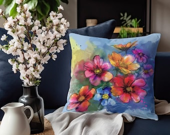 Spring Floral Throw Pillow, Floral Pillow Covers, Throw Pillow Covers, Spring Flowers, Floral Pillowcase, Pillow Cover, Floral Home Decor