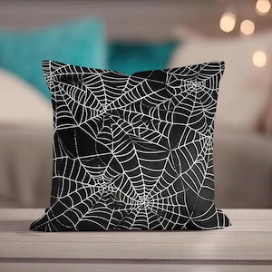 Halloween Pillow, Spiderweb Halloween Throw Pillow, Spooky Pillow Cover, Halloween Decor, Spider Web Accent Pillow, Creepy Cobweb Pillow image 1