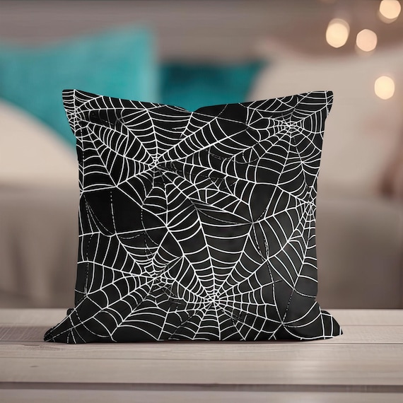 Halloween Pillow, Spiderweb Halloween Throw Pillow, Spooky Pillow Cover, Halloween Decor, Spider Web Accent Pillow, Creepy Cobweb Pillow