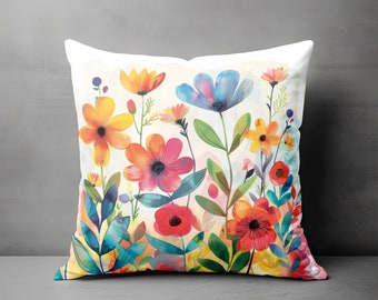 Wildflowers Throw Pillow, Floral Throw Pillow, Spring Pillow Covers, Throw Pillow Covers, Throw Pillow, Floral Pillowcase, Floral Home Decor