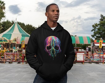 Camiseta estampada MELTING SKULL neón