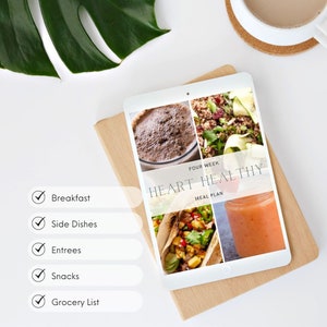 Heart Meal Plan | 4-Week Heart Healthy Meal Plan, Digital Weekly Diet & Nutrition Guide for Healthy Eating