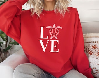 Love Sea Turtles Sweatshirt, Sea Turtle Sweatshirt, Turtle Lover Gift, Turtle Shirt, Sea Turtle Gifts, Ocean Animal Sweater