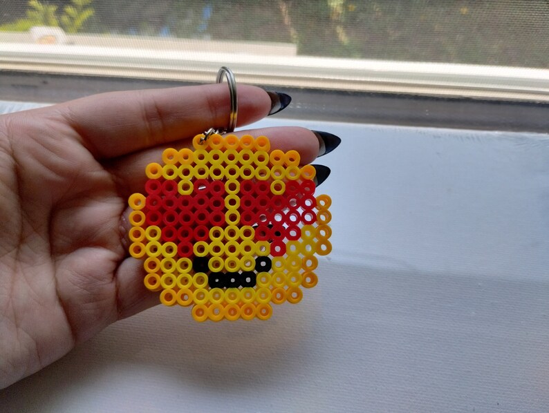 Heart Eyes Emoji Perler Bead Keychain Etsy