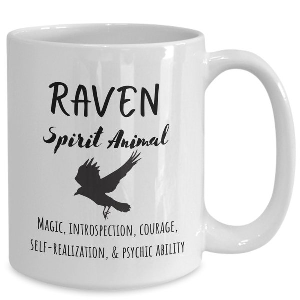 Raven spirit animal ceramic mug, raven totem, native american meaning raven medicine