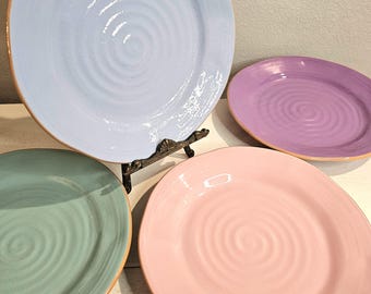 Bizzirri Italian Pottery Dinnerware Plates Handmade Organic Shape 11 ' Set 4