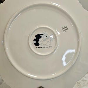 Anthropologie Dinner Plates Floral Blue and White Stoneware Scalloped Edges Set4 image 8