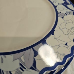 Anthropologie Dinner Plates Floral Blue and White Stoneware Scalloped Edges Set4 image 7