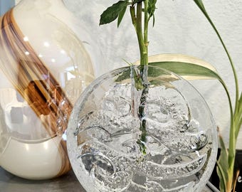 Solifleur Bubble Bud Vase Clear Wave Textured Germany Art Glass Glasshütte
