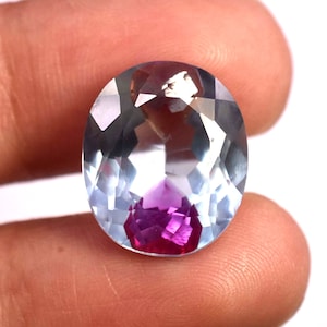 Sparkling 100% Natural 12.40 Ct Bi-Color Parti Sapphire Oval Cut Certified Loose Gemstone | Stunning Gemstone For Jewelry Making