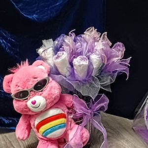 Care bear diaper cake bouquet