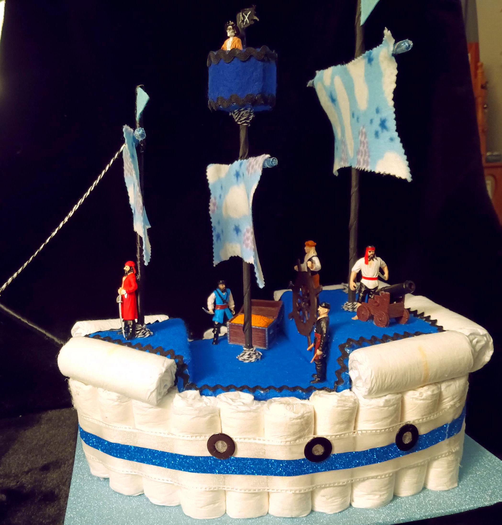 Pirate Ship Diaper Cake Cake Decorated Nautical Cakes For Baby
