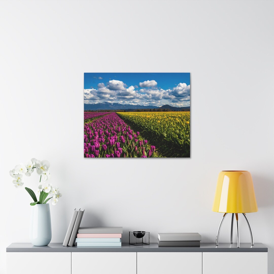 Panoramic Wall Art Canvas Wrap Vibrant Tulip Floral Print With Stunning ...