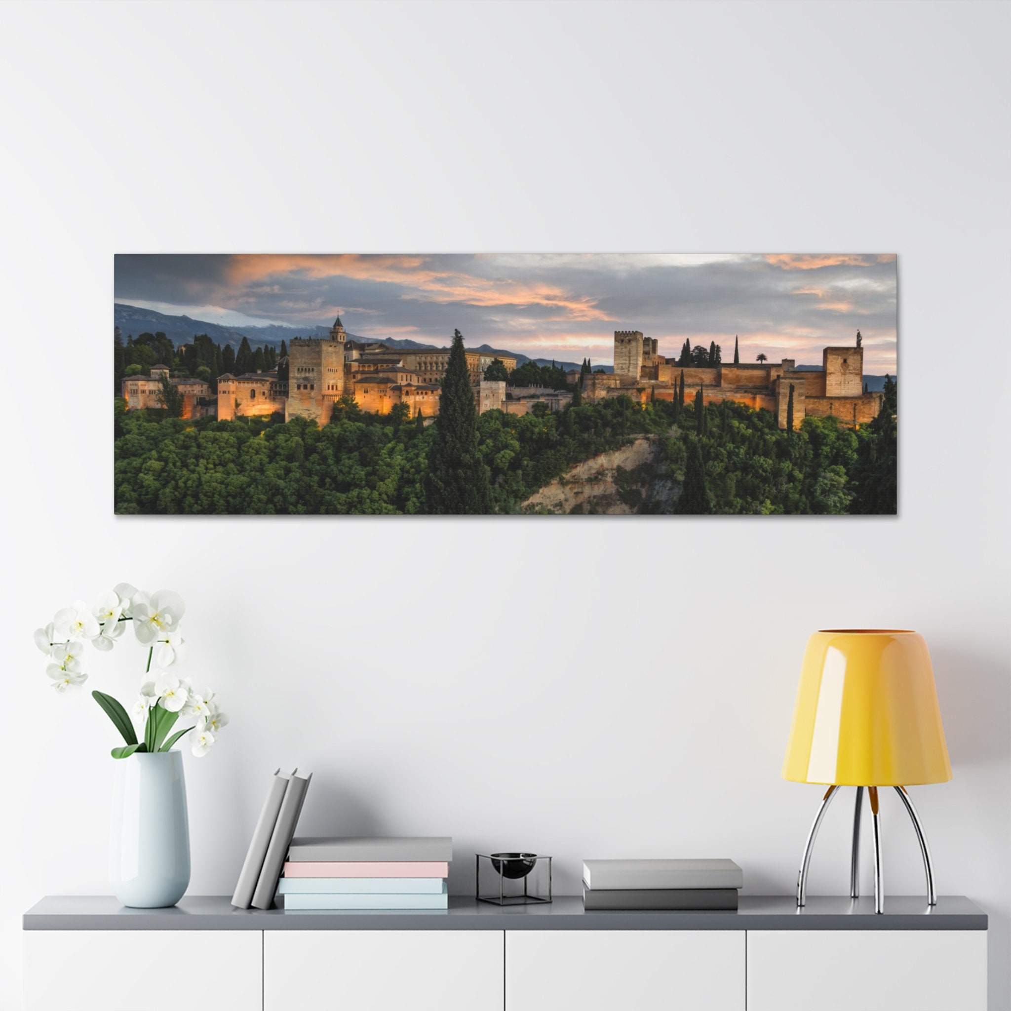 Alhambra Palace Spanish Wall Art Granada Spain Sunset Custom and