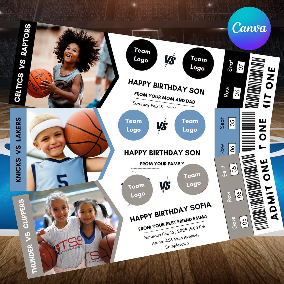 Nba Ticket Example Editable Basketball Souvenir Ticket, Custom NBA Basketball Ticket ...