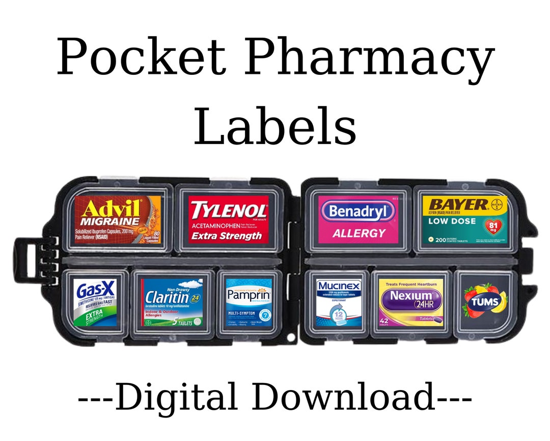 Pocket Pharmacy Labels Printable Pill Case Labels Pill Organizer Instant Download PDF File Etsy