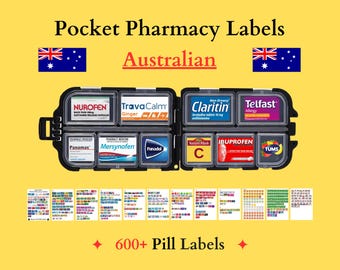 Australian Pocket Pharmacy Labels, Printable Pill Case Labels, Pill Case Organizer, Over 600+ Pill Labels, Canva Template