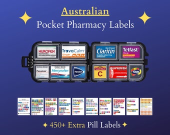 Australian Pill Case Labels, Printable Pill Case Labels, Travel Pill Case Stickers, Pill Box Labels, Canva Template