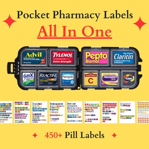 Pocket Pharmacy Labels, Printable Pill Case Labels, Over 400+ Pill Labels, Canva Template