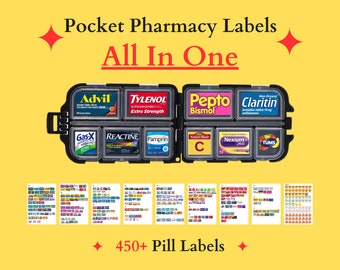 Pocket Pharmacy Labels, Printable Pill Case Labels, Over 400+ Pill Labels, Canva Template