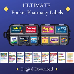 Étiquettes de pharmacie de poche ultimes, Étiquettes imprimables pour piluliers, Plus de 400 étiquettes de pilules, Organiseur de pilules, Modèle Canva