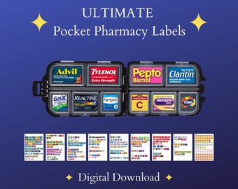 Ultimate Pocket Pharmacy Labels, Printable Pill Case Labels, Over 400 Pill Labels, Pill Organizer, Canva Template