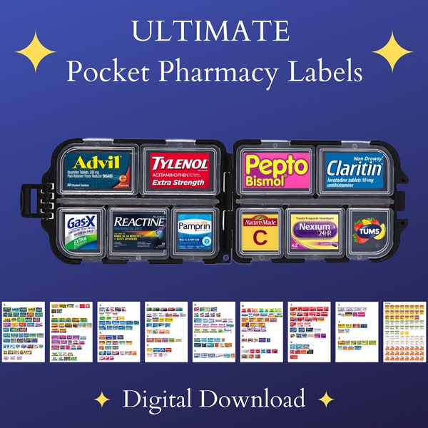 Ultimate Pocket Pharmacy Labels, Printable Pill Case Labels, Over 400 Pill Labels, Pill Organizer, Canva Template