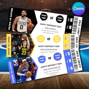 Bearbeitbare Basketball Ticket Vorlage, NBA Custom Tickets, Benutzerdefinierte Fake Basketball Ticket Vorlage, Basketball Game Stub, Bearbeiten mit Canva