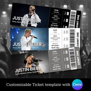 Benutzerdefinierte Konzertkarte, personalisierte Festival-Karte, personalisierte Veranstaltungskarte, DIY Veranstaltungskarte, druckbare Überraschungskarte, Canva-Vorlage