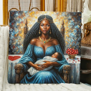 Erzulie Dantor Painting | Afro-Caribbean Goddess Printable Poster | Divine Black Madonna Wall Art | Sacred Haitian Voodoo Black Woman Decor