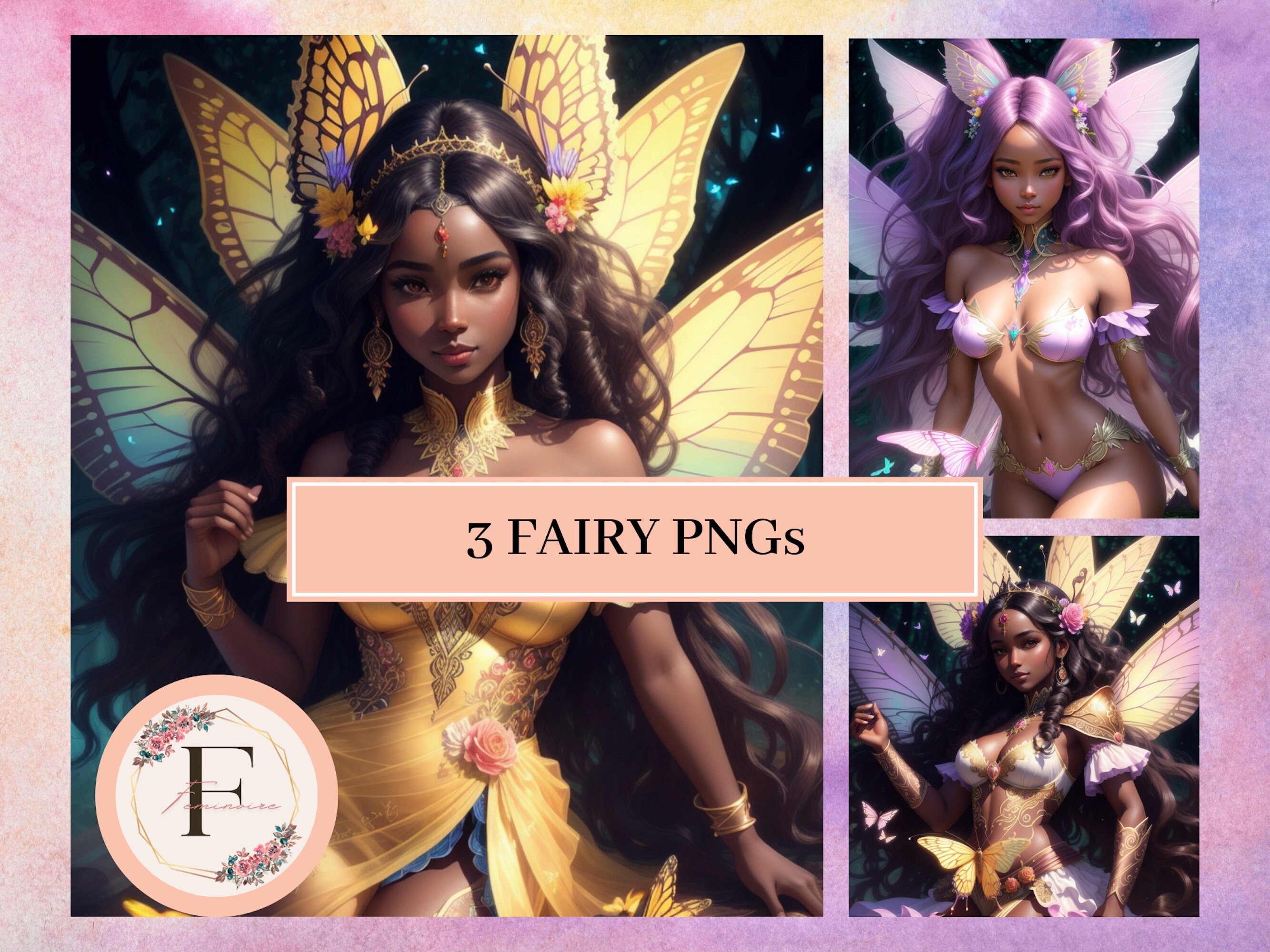 Dark Skin Black Fairy Art, African American Fae Folk, Melanin Princess ...