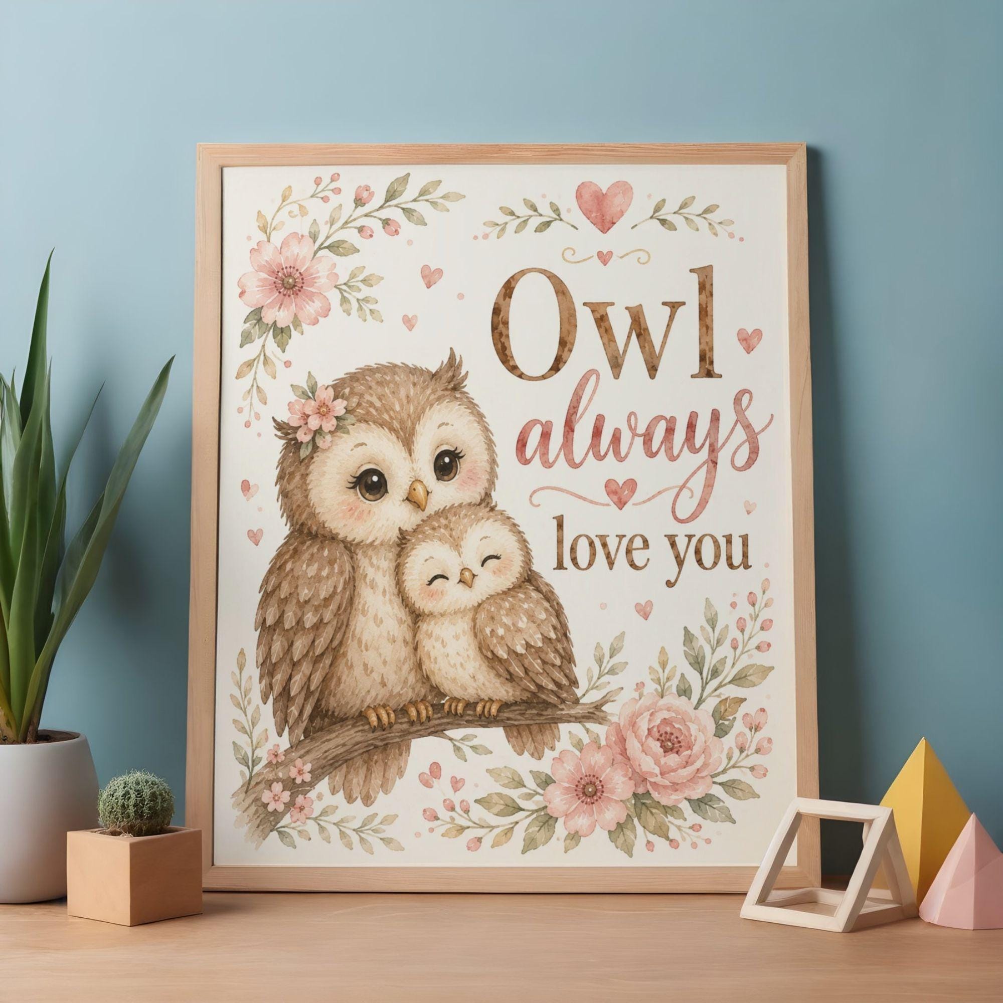 Owl Always Love You Printable Poster, Watercolor Bird Nursery Wall Art, Woodland Forest Animals