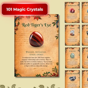 101 Cartas de Cristal para Brujas • Guía de Propiedades Mágicas y Hechizos • Guía de Correspondencias de Cristales para Brujas • Hechizos • Baraja Imprimible