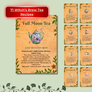 The Enchanted Tea Witch Bundle: 71 Grimoire Karten, Braurezepte & Bos Magic Correspondences Guide + Magischer Ersatz • Printable Deck