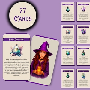 Magia com Óleos Essenciais: 77 Cartas de Feitiços para Imprimir + Agenda GRÁTIS | Baralho de Grimório Aromático
