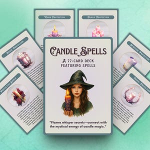 77 druckbare Kerzenzauberkarten - inklusive gratis Geschenkleitfaden - sofortiger digitaler Download Kartenset für Hexerei, Wicca & Magie • Bos Magie