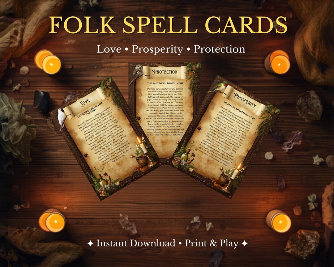 Folk Spell Cards • 30 Spells for Love, Prosperity & Protection ...