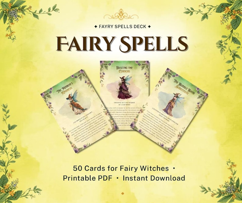 50 Enchanted Fairy Spell Cards | Printable Oracle Deck | Whimsical ...