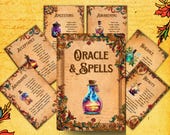 50 Oracle Cards with Spells & Rituals | Self-Discovery, Shadow Work, Energy Cleansing | Witchcraft, Pagan, Mystic Journey" • Printable Deck