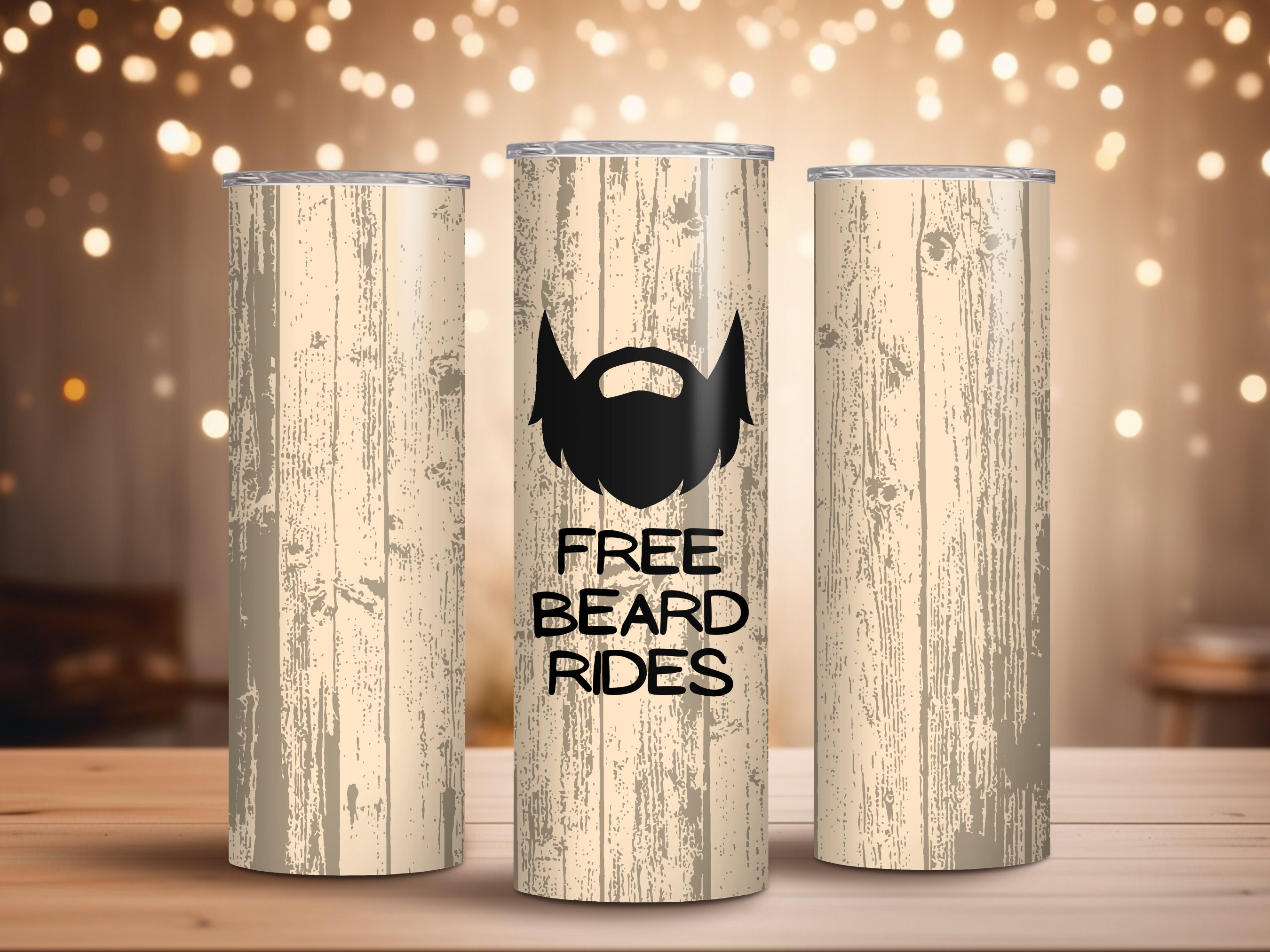 Free Beard Rides Tumbler Design, Funny Adult Mens 20oz Skinny Tumbler