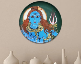 Lord Shiva Handpainted Indian traditional wall plate