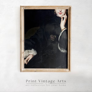 Vintage Woman Art Print, Victorian Woman Printable Wall Art, Moody Portrait Painting, Dark Academia Decor, Baroque Print Digital Download